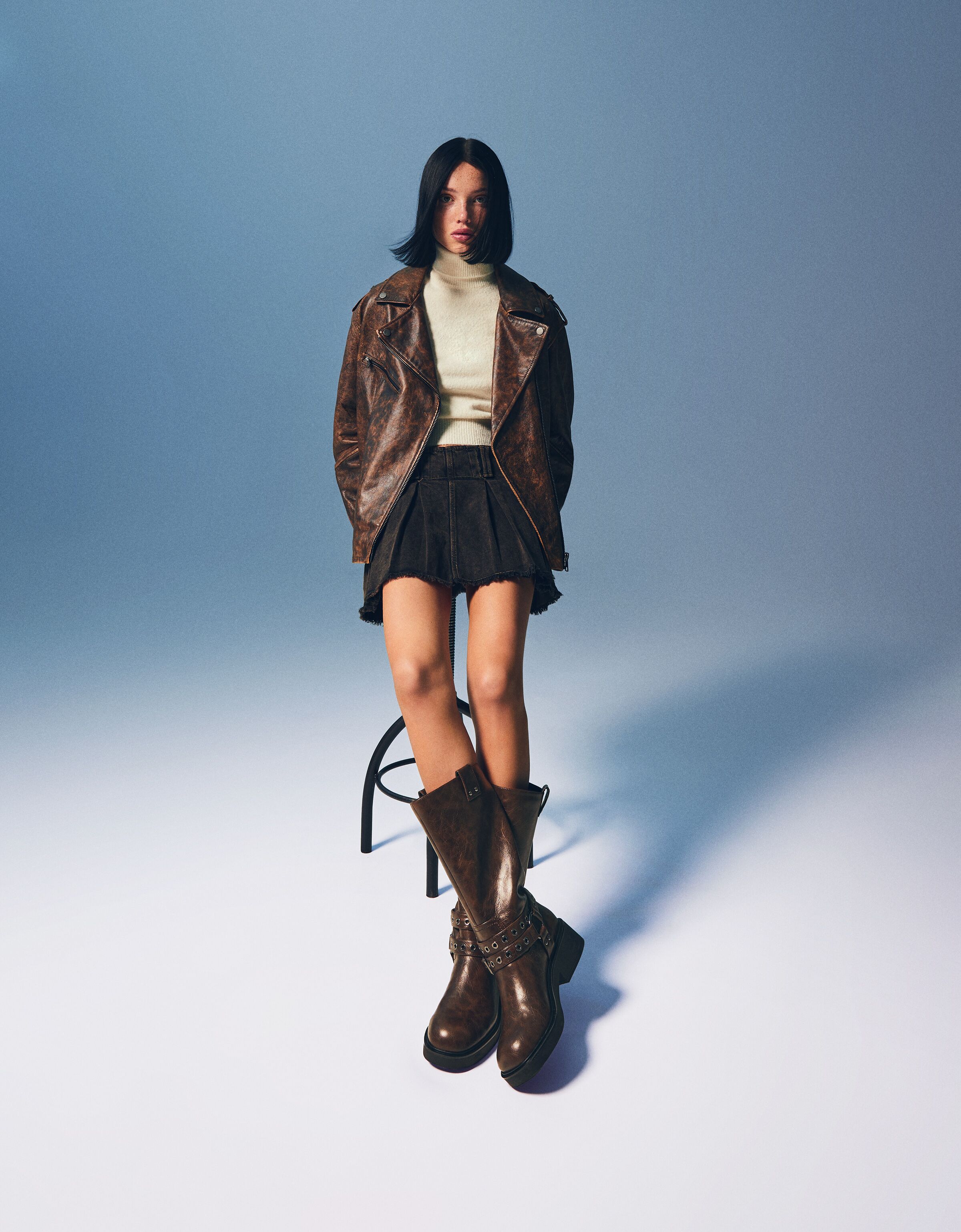 Biker boots with buckles and eyelets Shoes BSK Teen Bershka