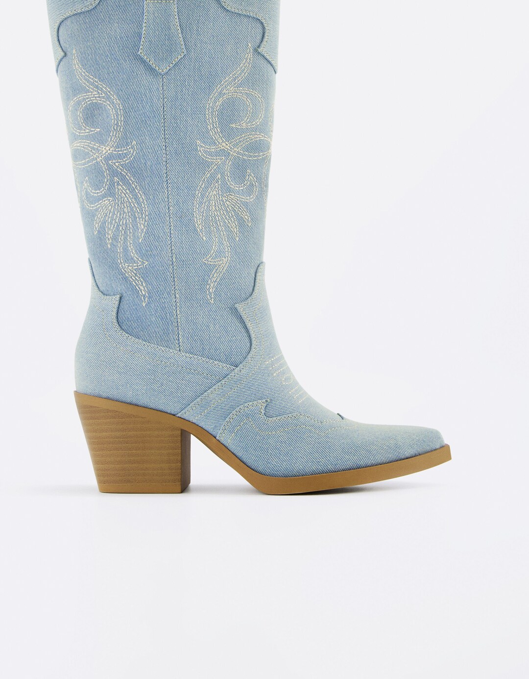 Cowboy heeled denim boots