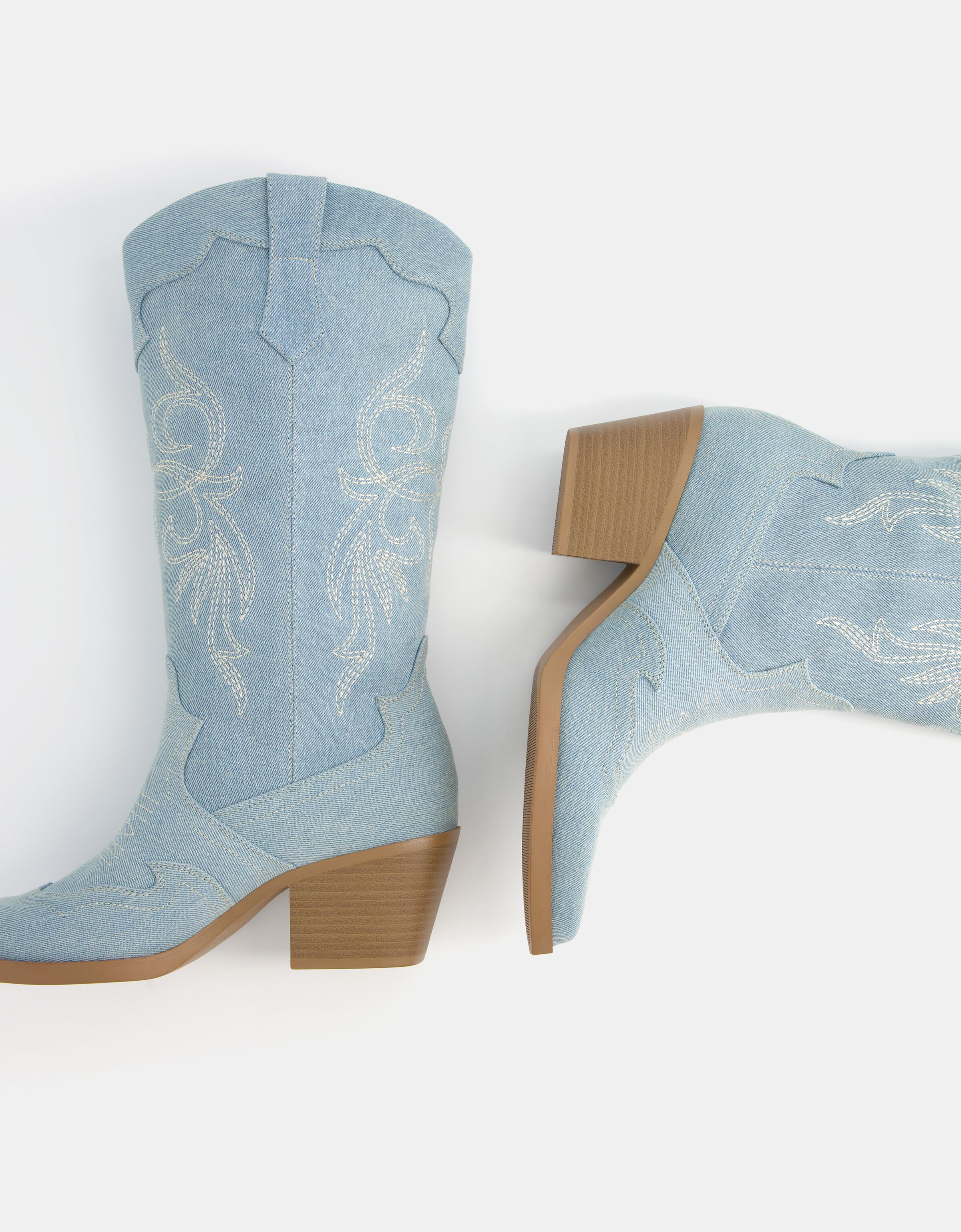 Denim flat boots sales