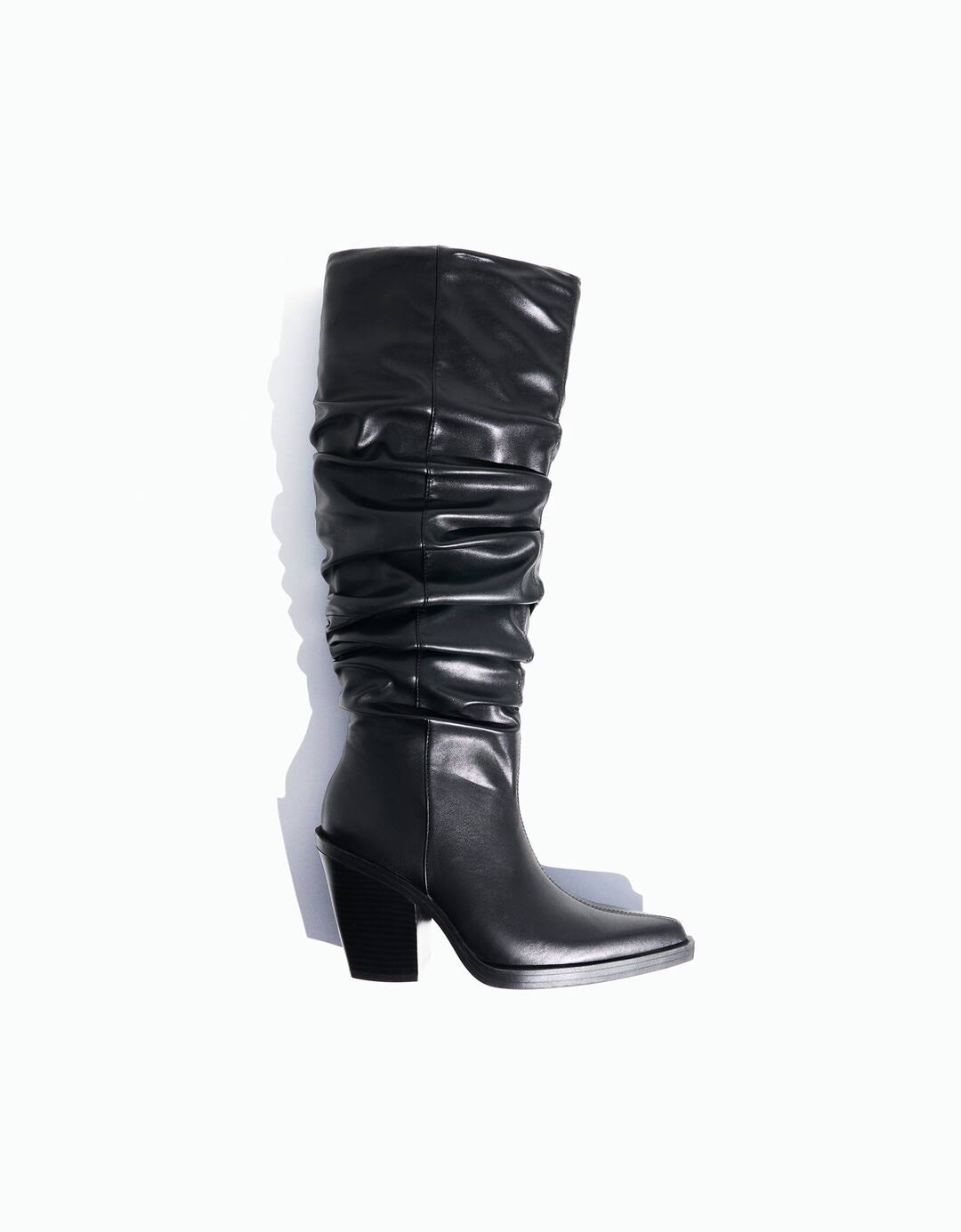 High-heel slouchy cowboy boots