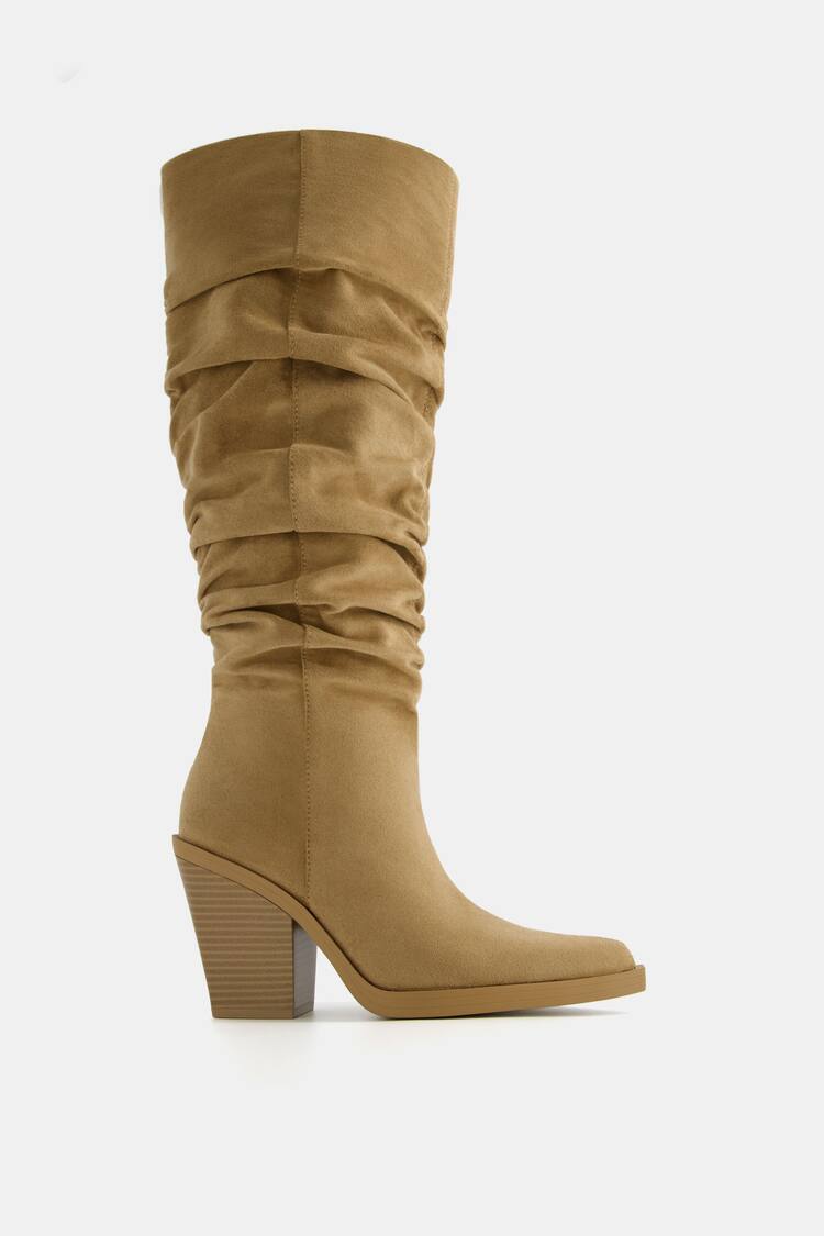 High-heel slouchy cowboy boots