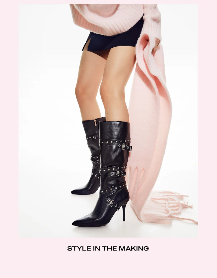 Platform Rain Boots Knee High Boots Round Toe Elastic Band Sleeve Slip-on  Pink Black designer