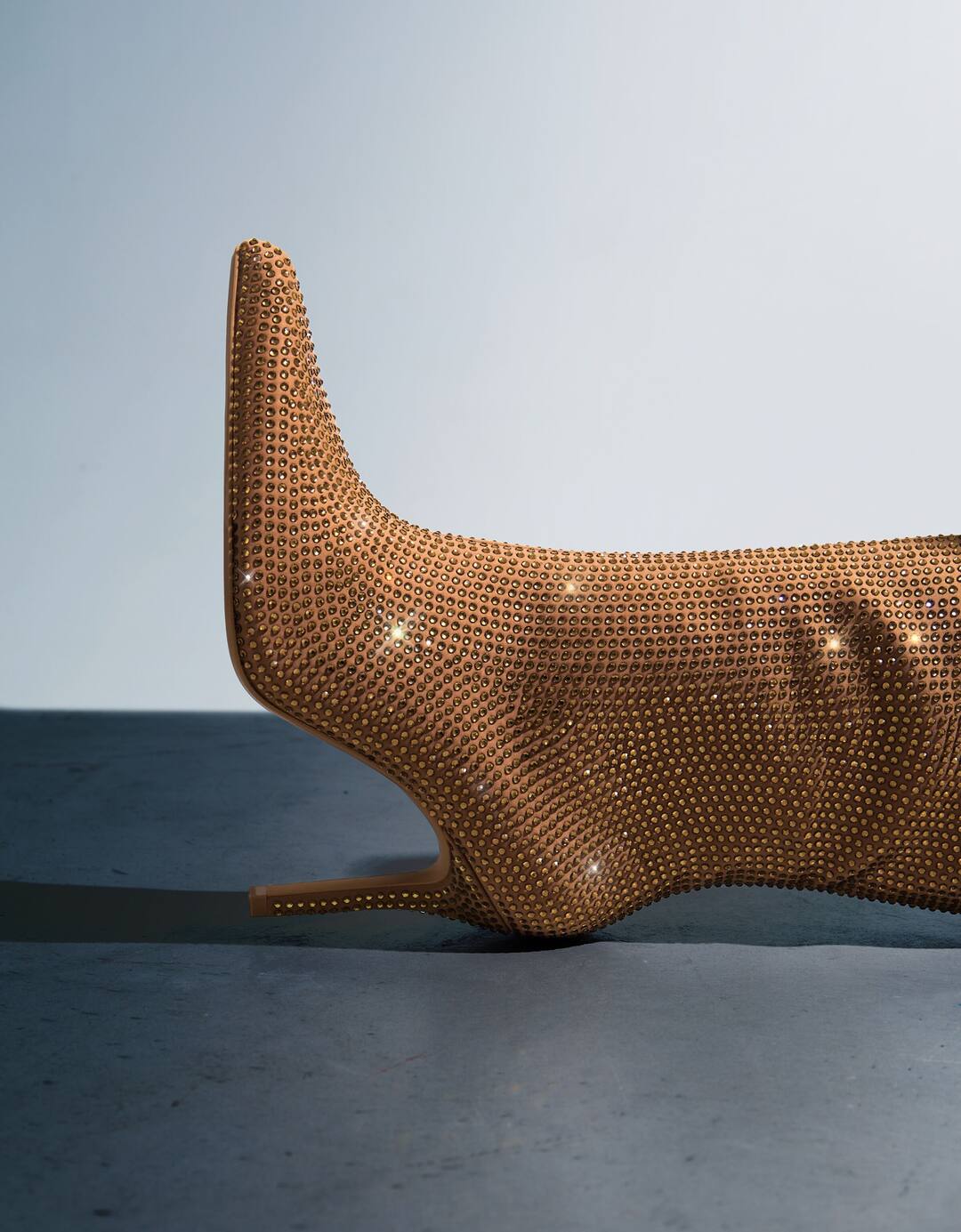 High-heel boots with rhinestones