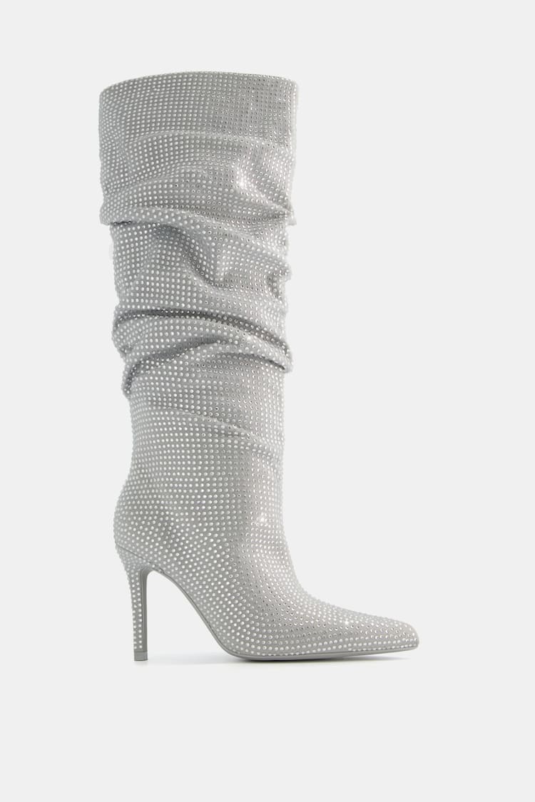 Shiny stiletto-heel boots