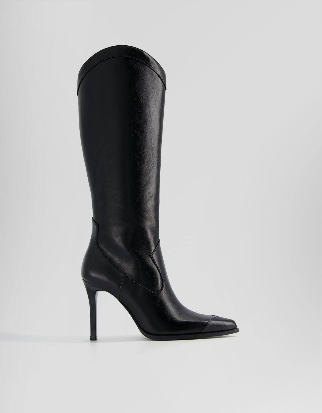 Stiletto heel cowboy boots with zip