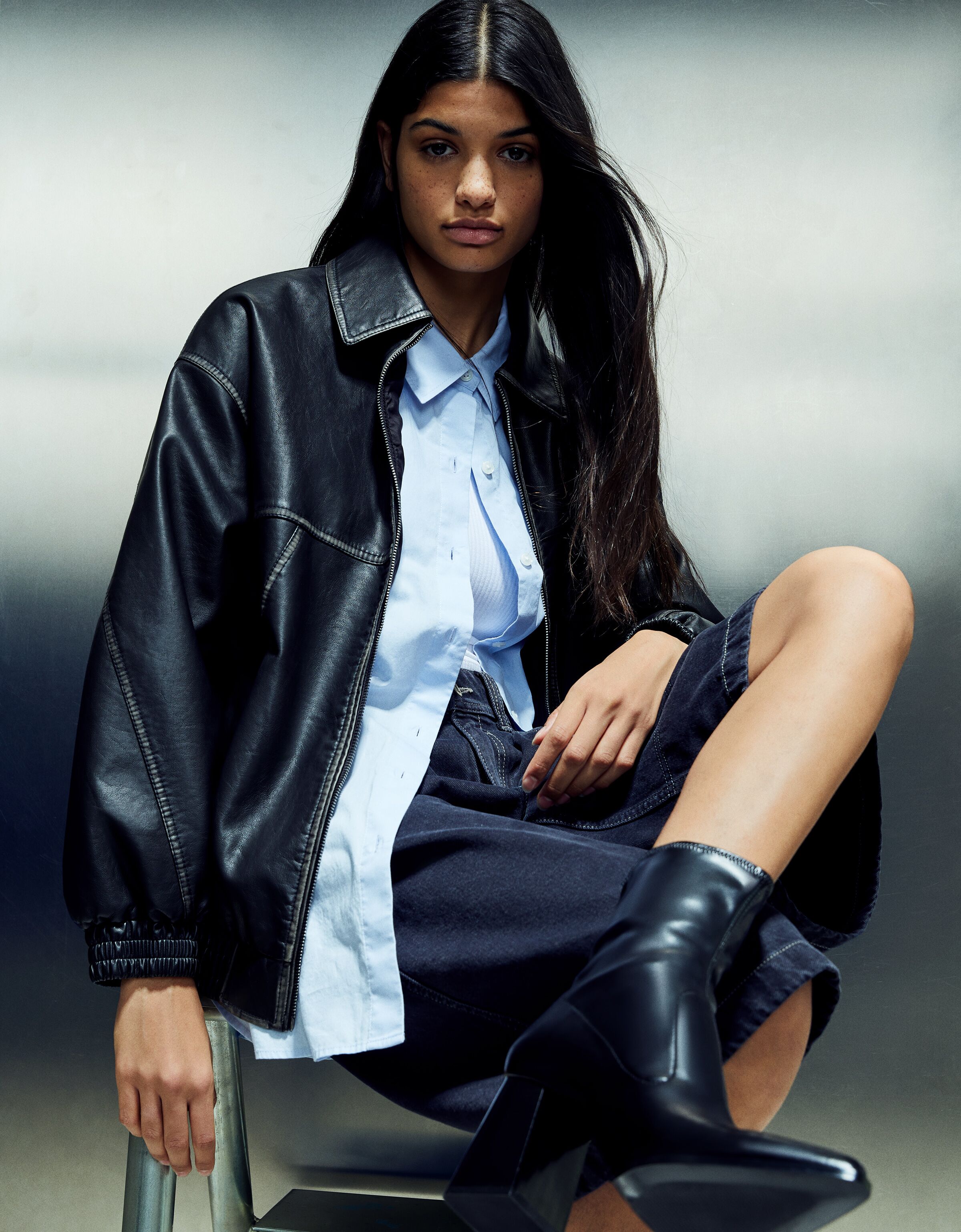 Bershka patent ankle clearance boot