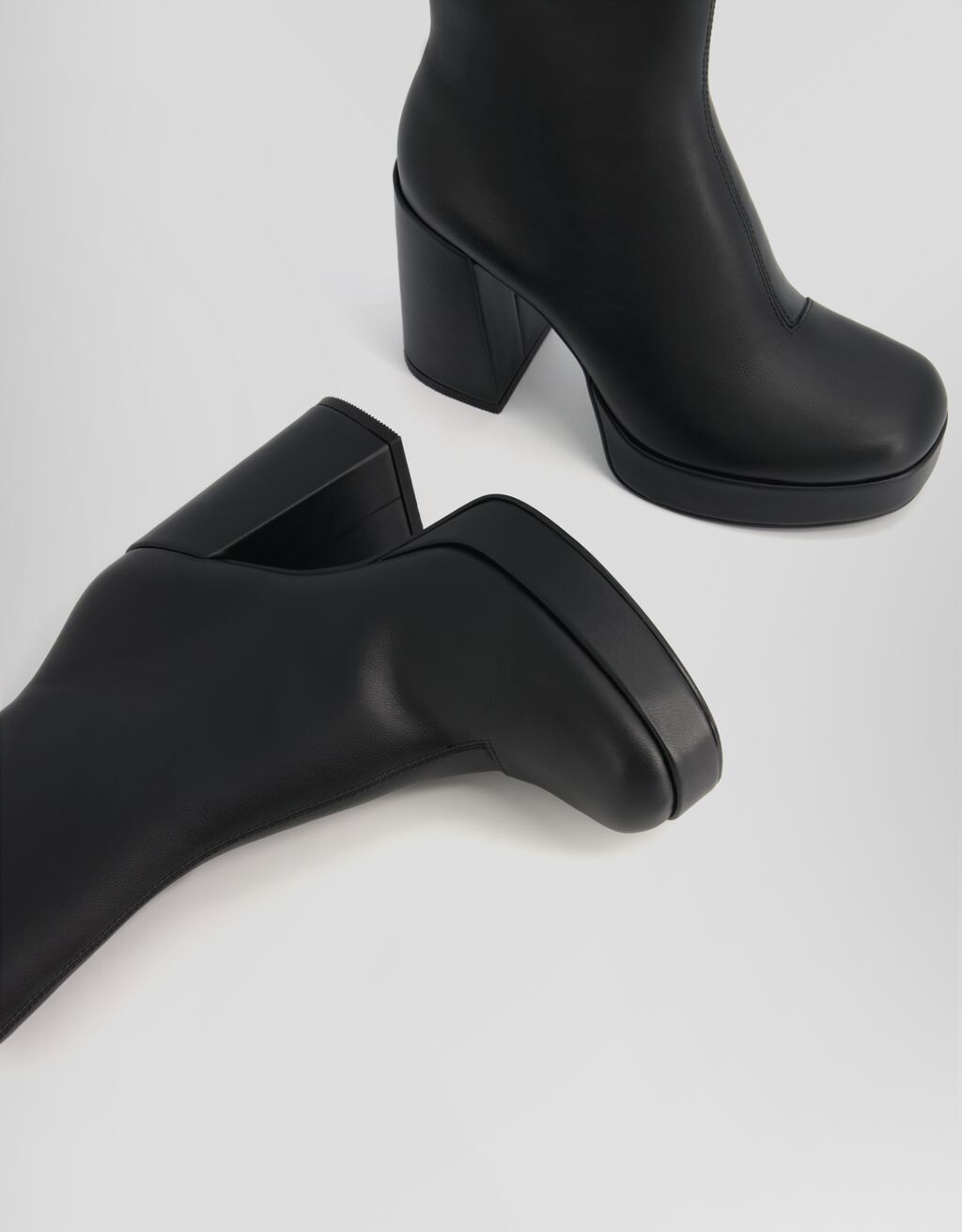 Block heel platform ankle boots-BLACK-3