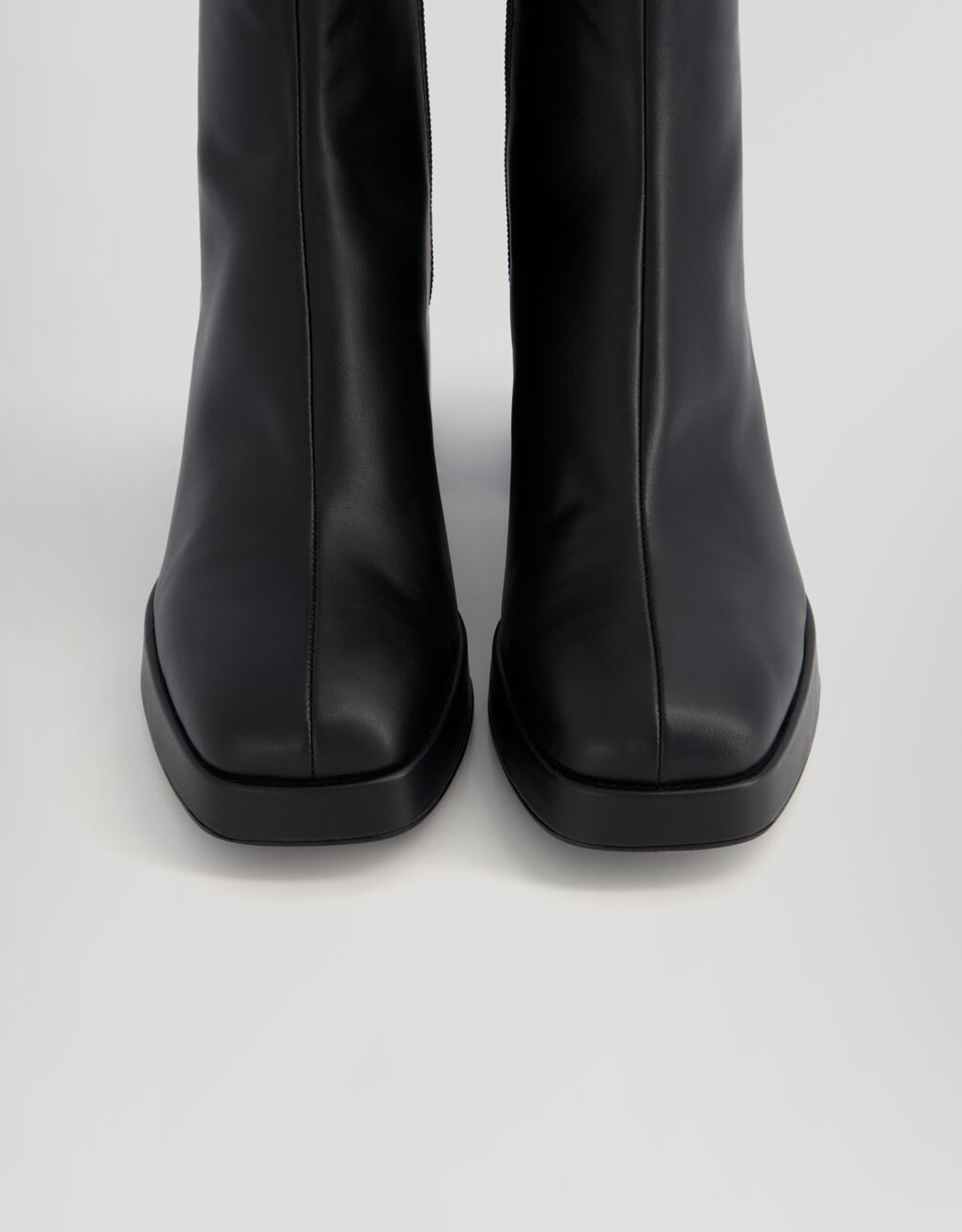 Mini platform block heel ankle boots-BLACK-2
