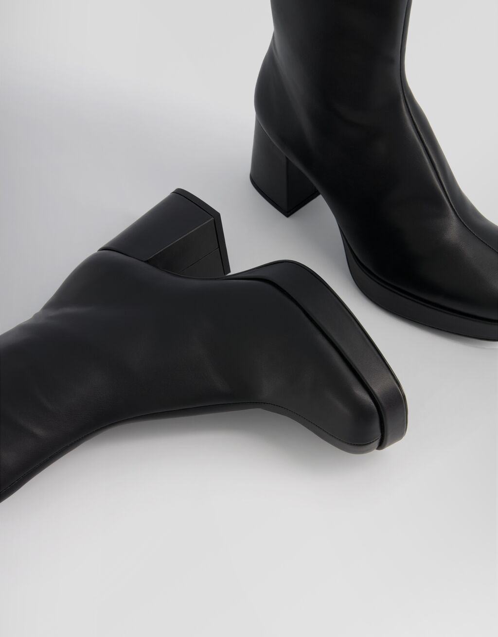 Mini platform block heel ankle boots-BLACK-3