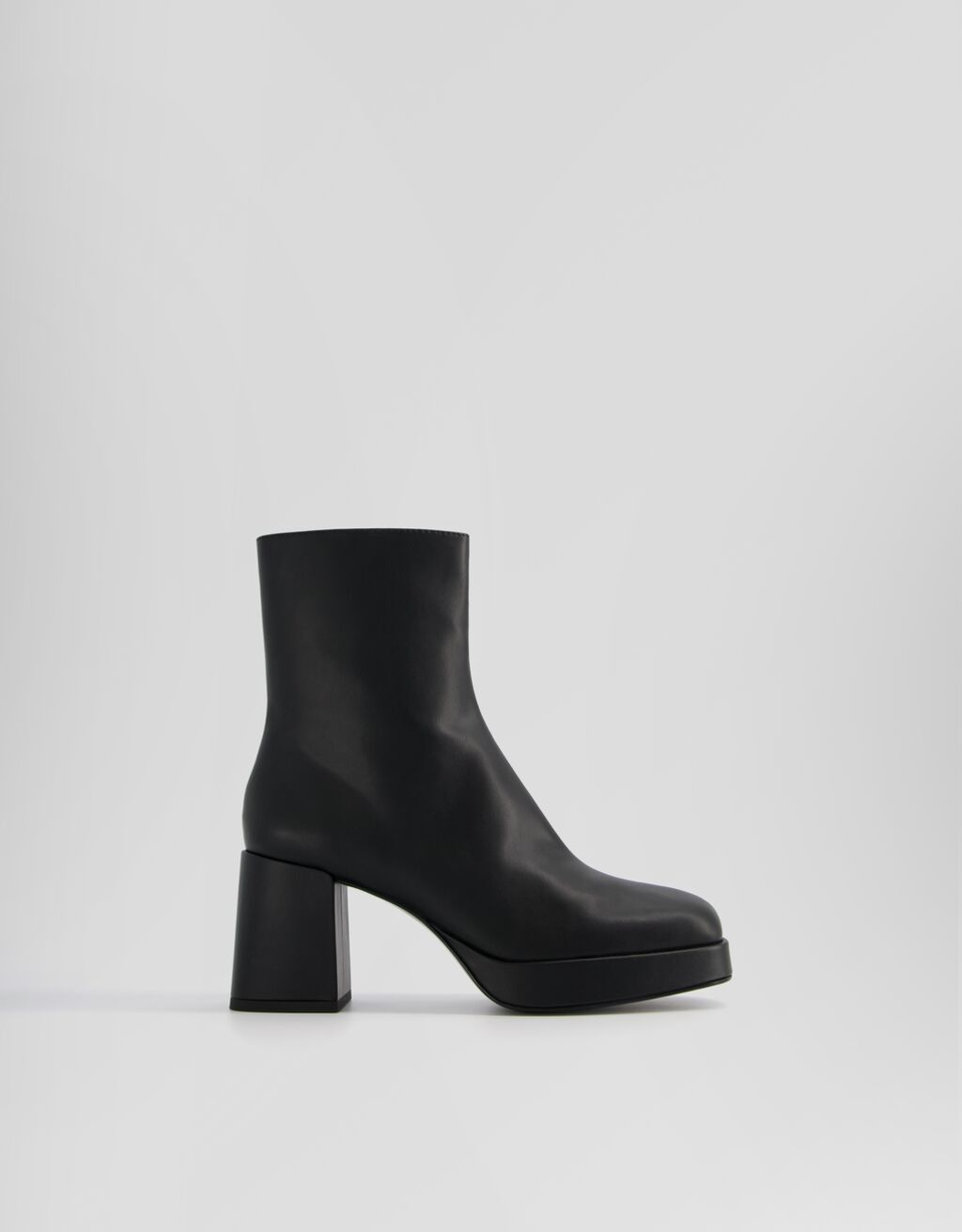 Mini platform block heel ankle boots-BLACK-4