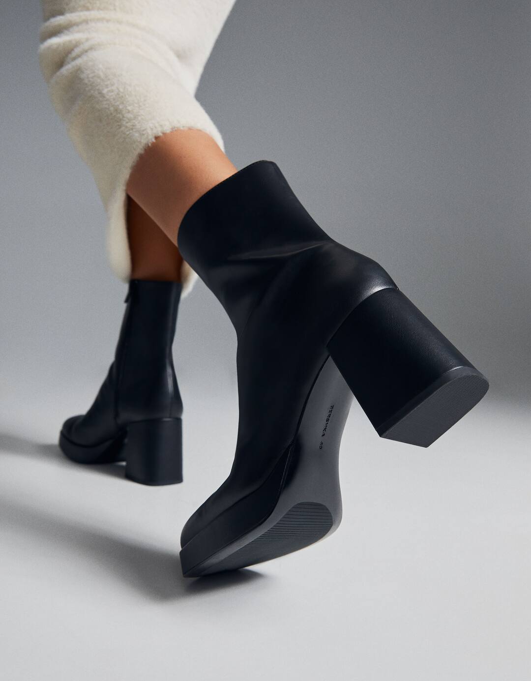 Mini platform block heel ankle boots