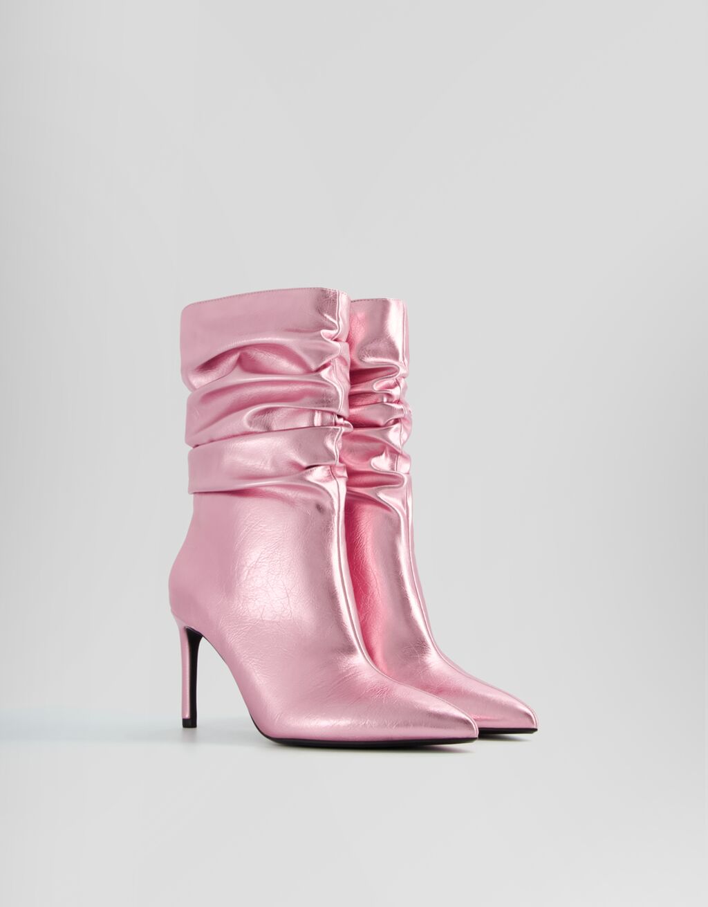 Metallic slouchy ankle boots-Pink-0