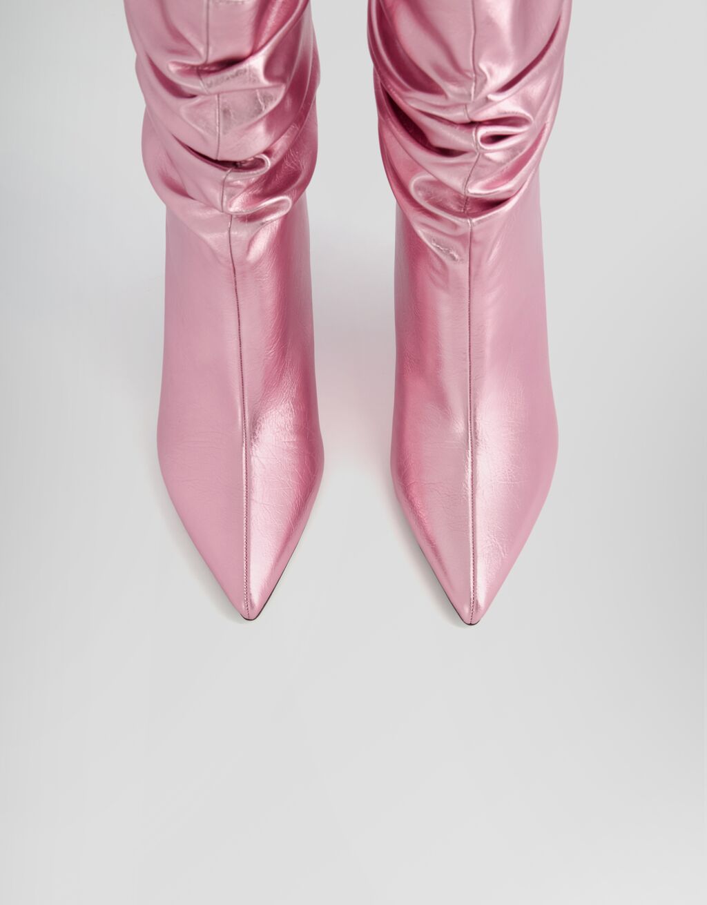 Metallic slouchy ankle boots-Pink-4
