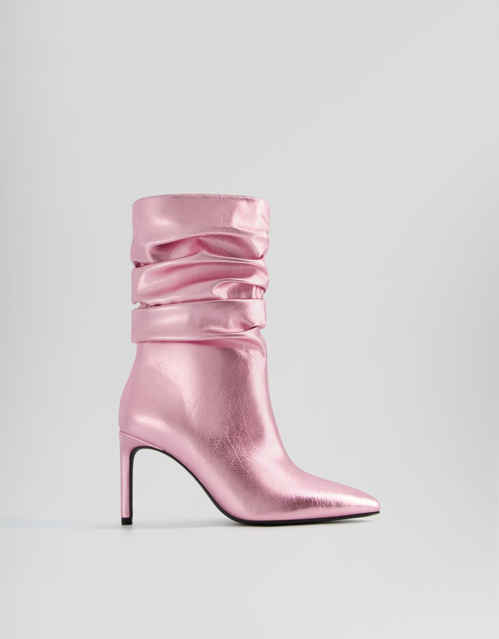 Metallic slouchy ankle boots-Pink-5