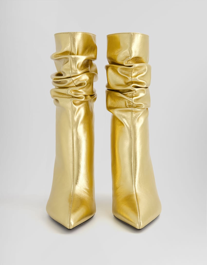 Metallic slouchy ankle boots-Gold-3