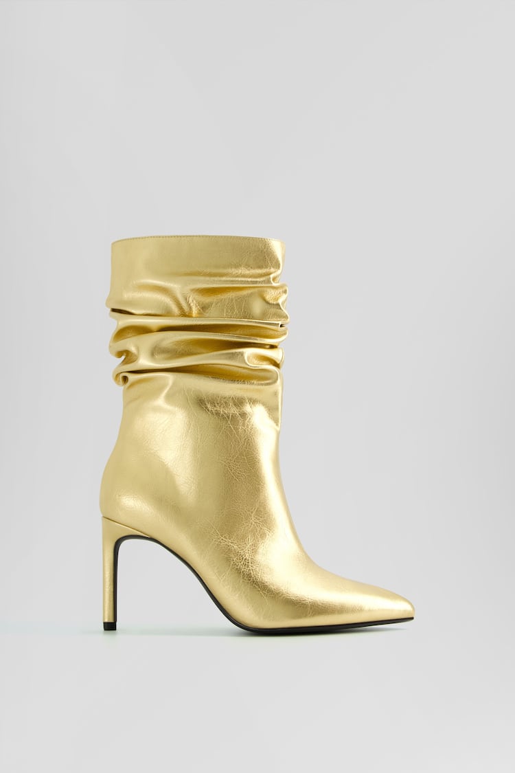 Metallic slouchy ankle boots