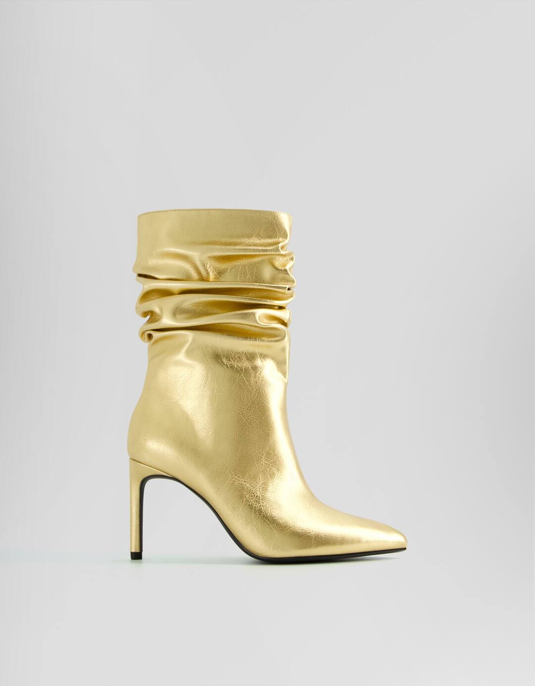 Metallic slouchy ankle boots