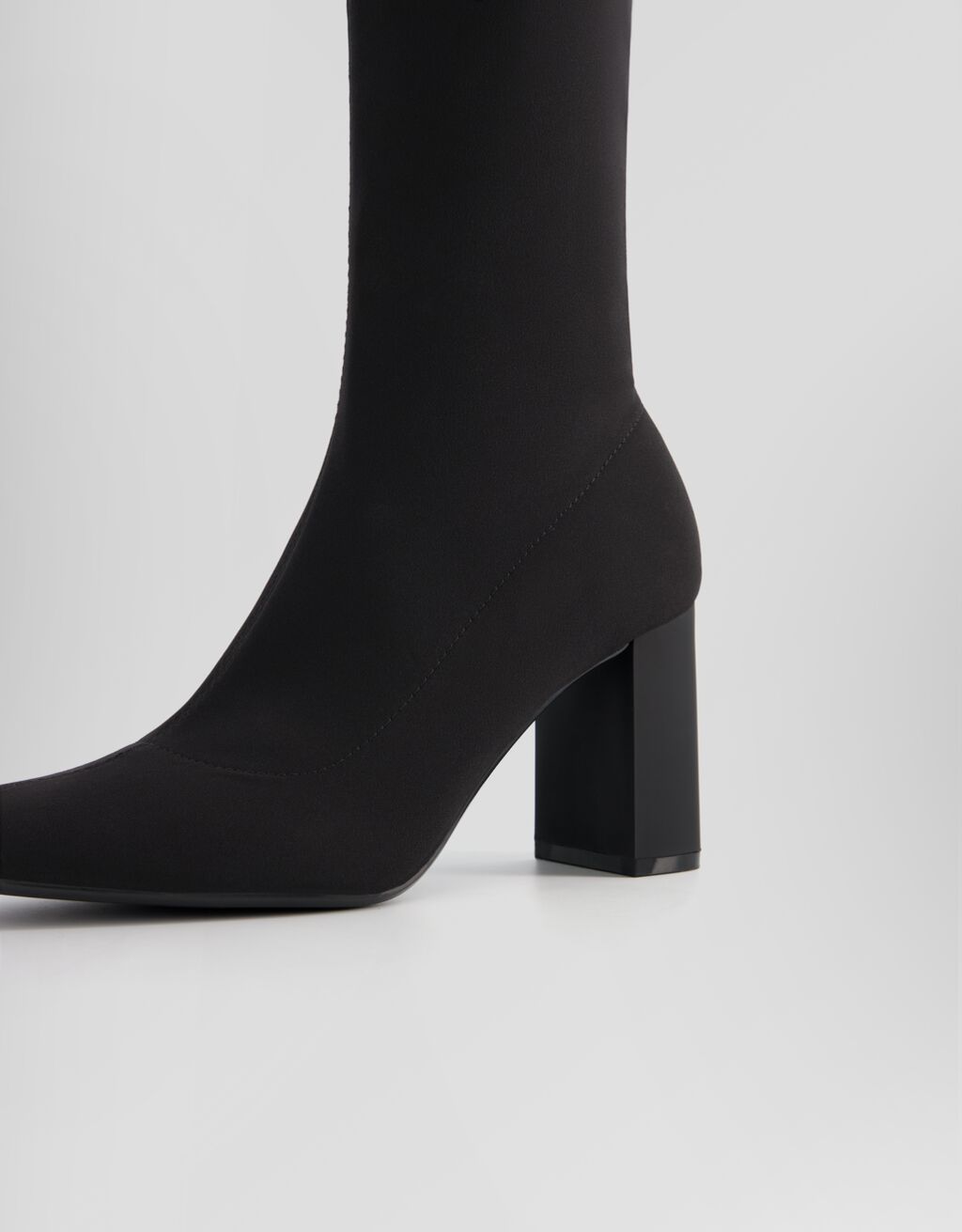 Bottines moulantes talon midi-Noir-3