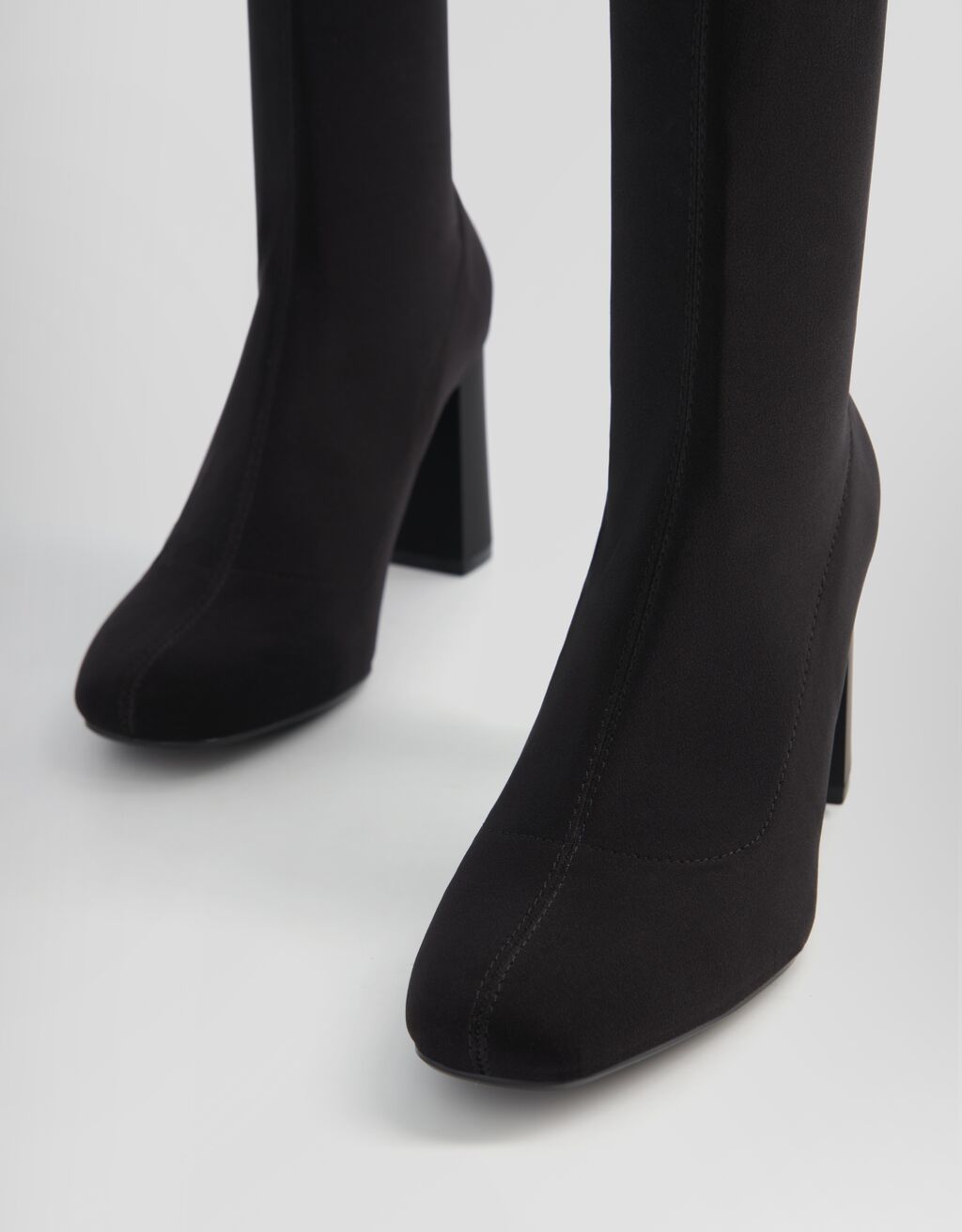 Bottines moulantes talon midi-Noir-4