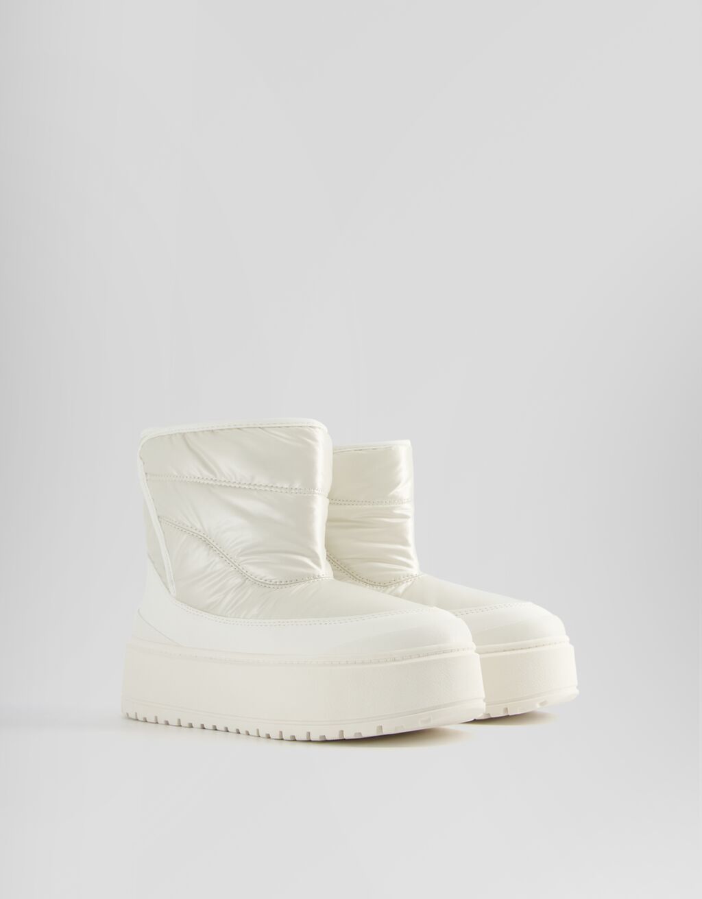 Padded platform ankle boots-WHITE-0
