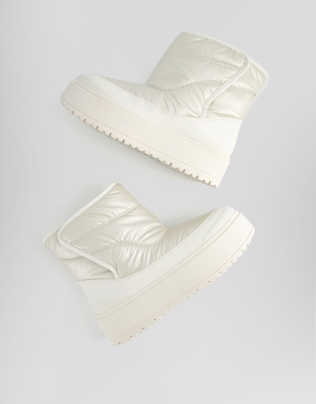 Padded platform ankle boots-WHITE-4