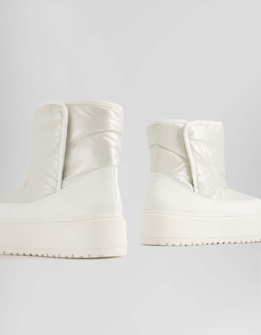 Padded platform ankle boots-WHITE-3