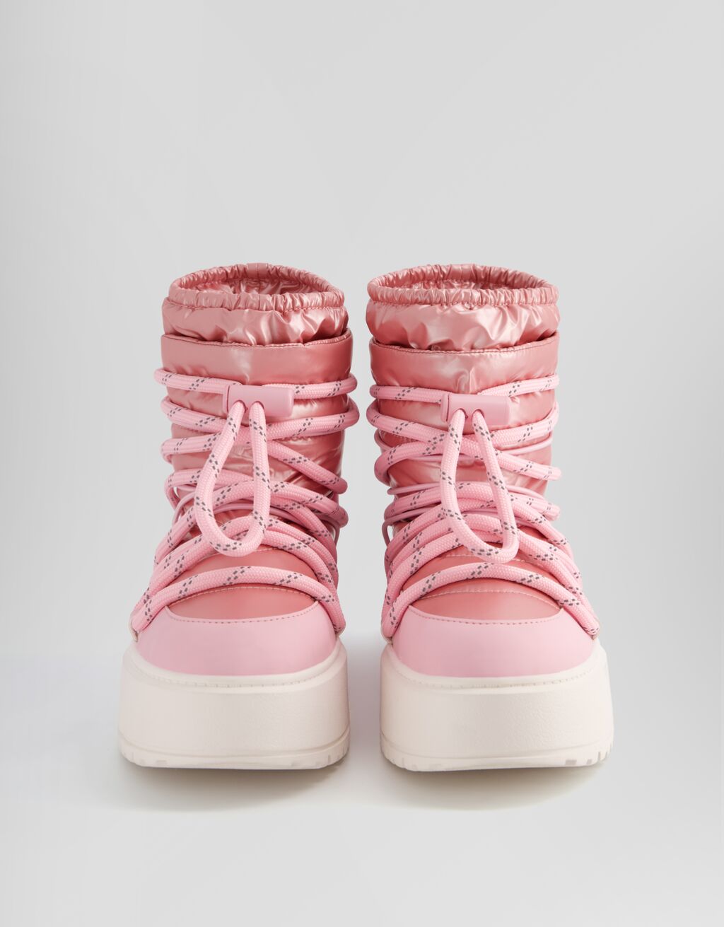 Padded ankle boots with lace-up detail-Pink-5
