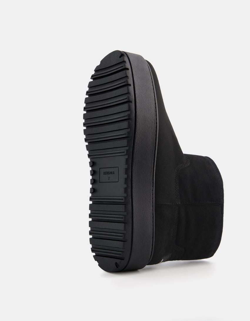 Platform ankle boots with faux fur lining-BLACK-3