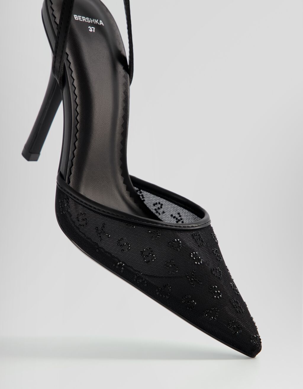 Escarpins brillants, brides avec boucles en forme de cœur-Noir-3