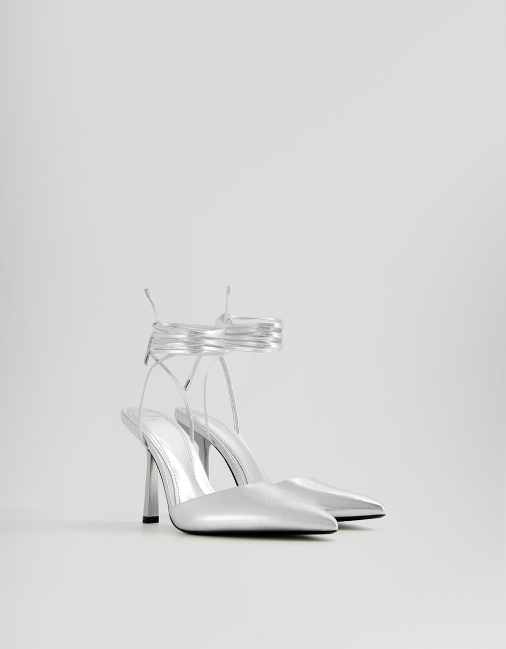 Sapato alto metalizado lace-up-Prateado-0