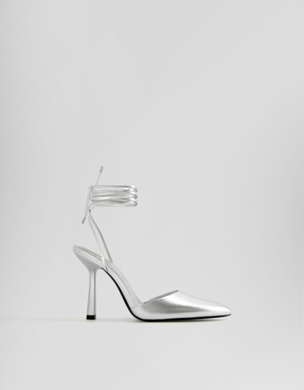 Metallic Lace up High heel Shoes Women Bershka metallic-lace-up-high-heel-shoes-women-bershka