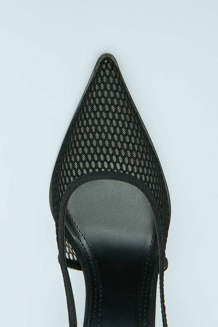 Kitten-heel mesh slingback shoes