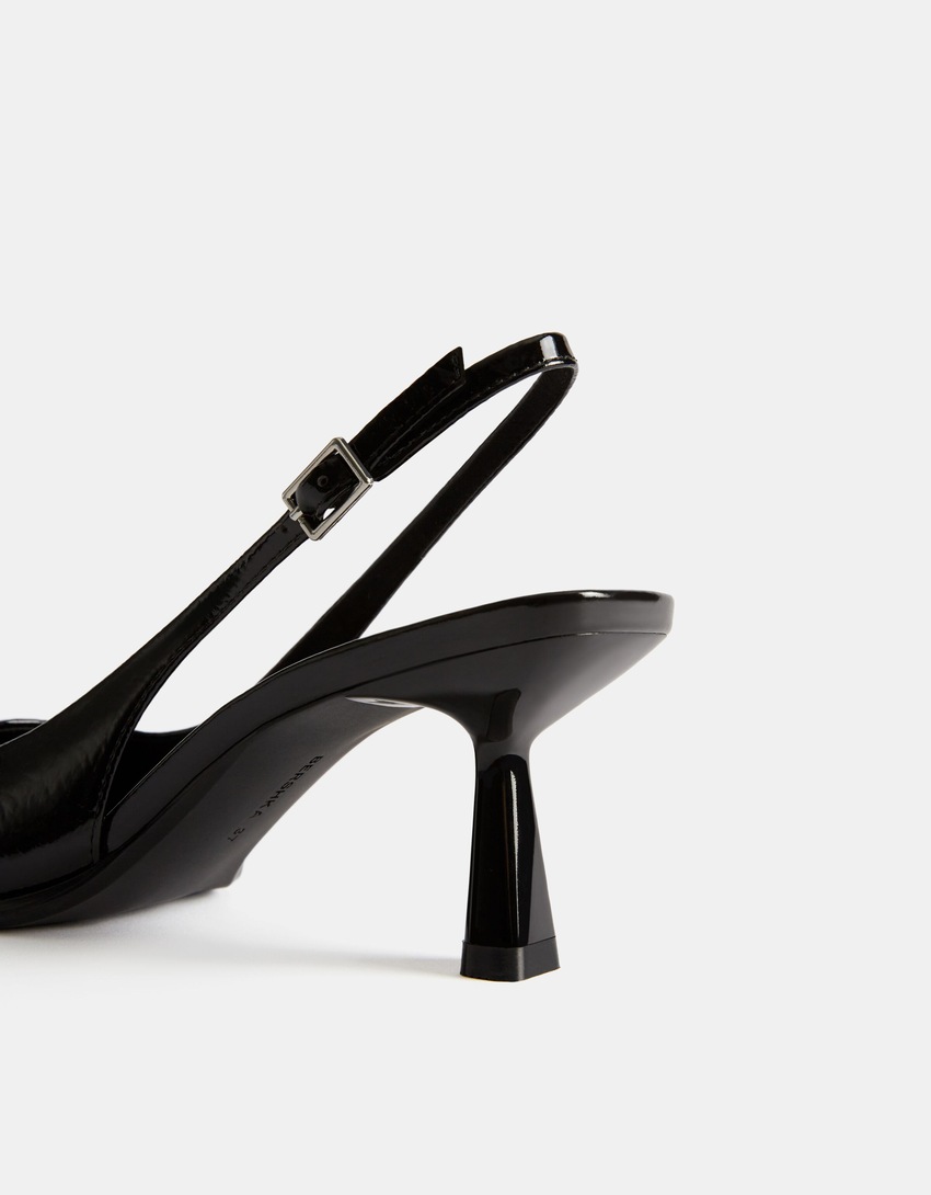 Escarpins type mules kitten heels-Noir-3