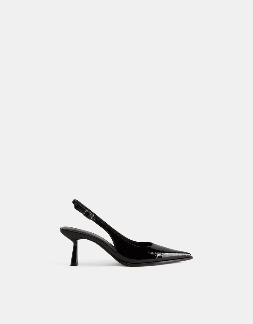 Escarpins type mules kitten heels-Noir-0