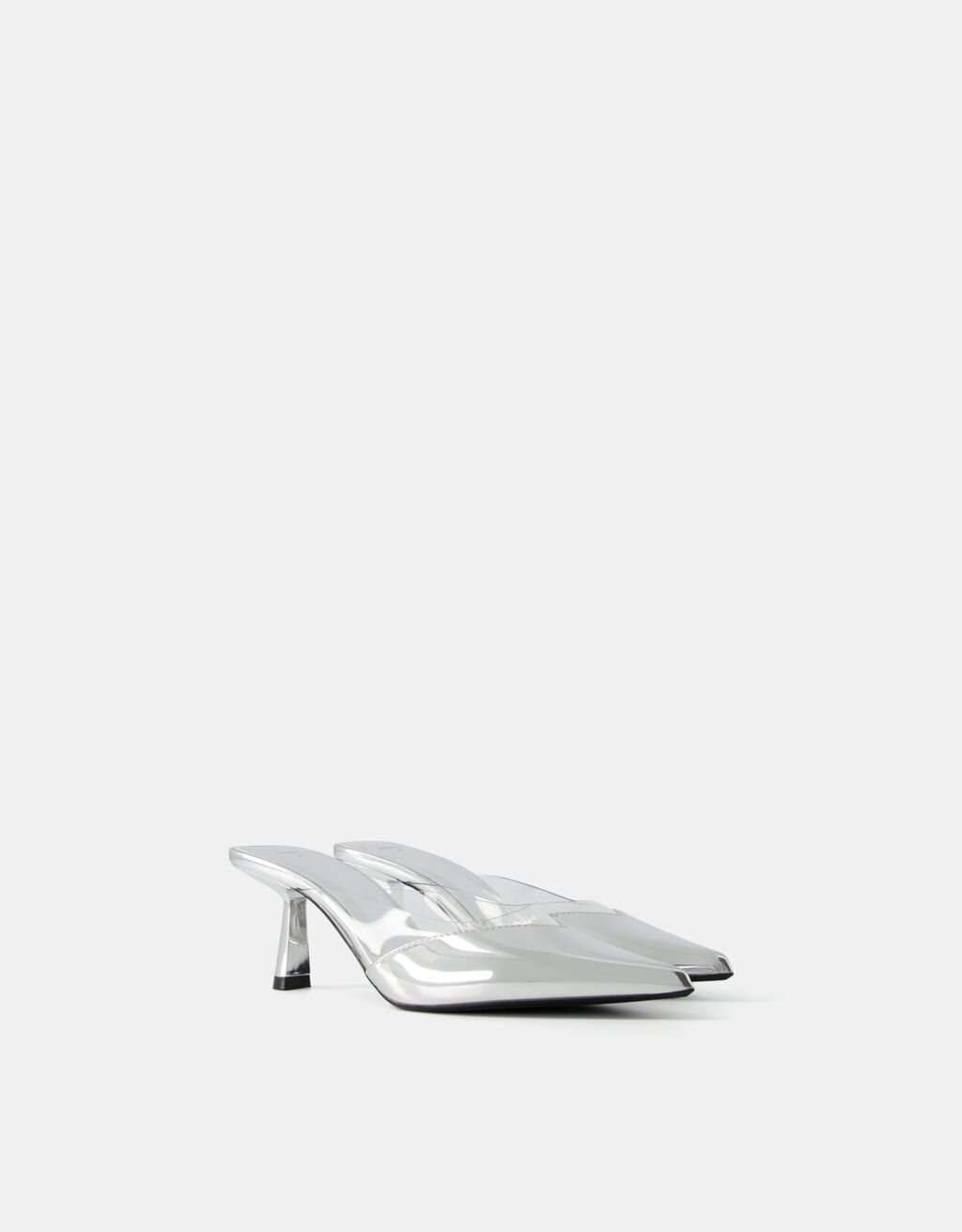 Vinyl shop heeled mules