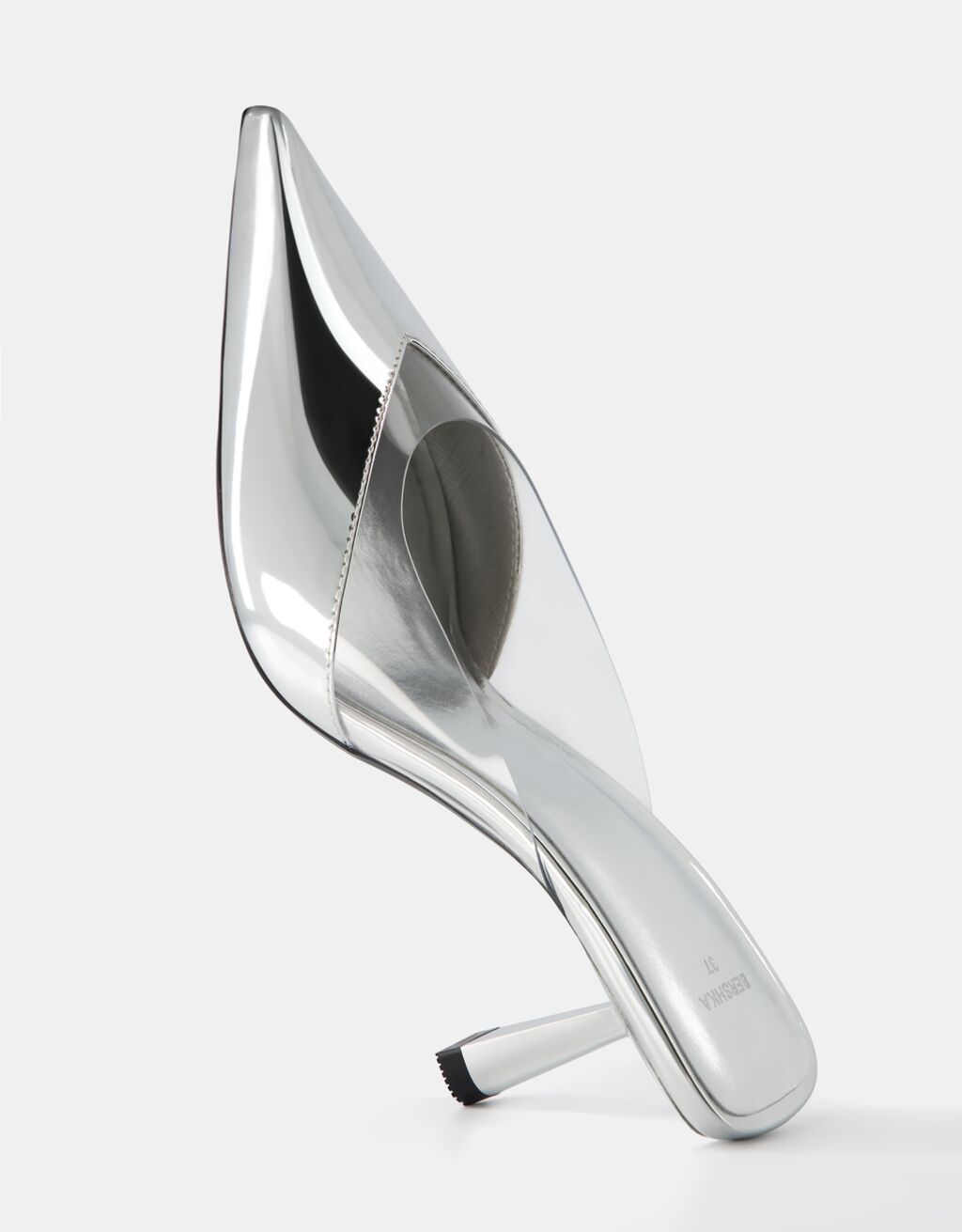 خف فينيل ممعدن بكعب صغير-فضي-3