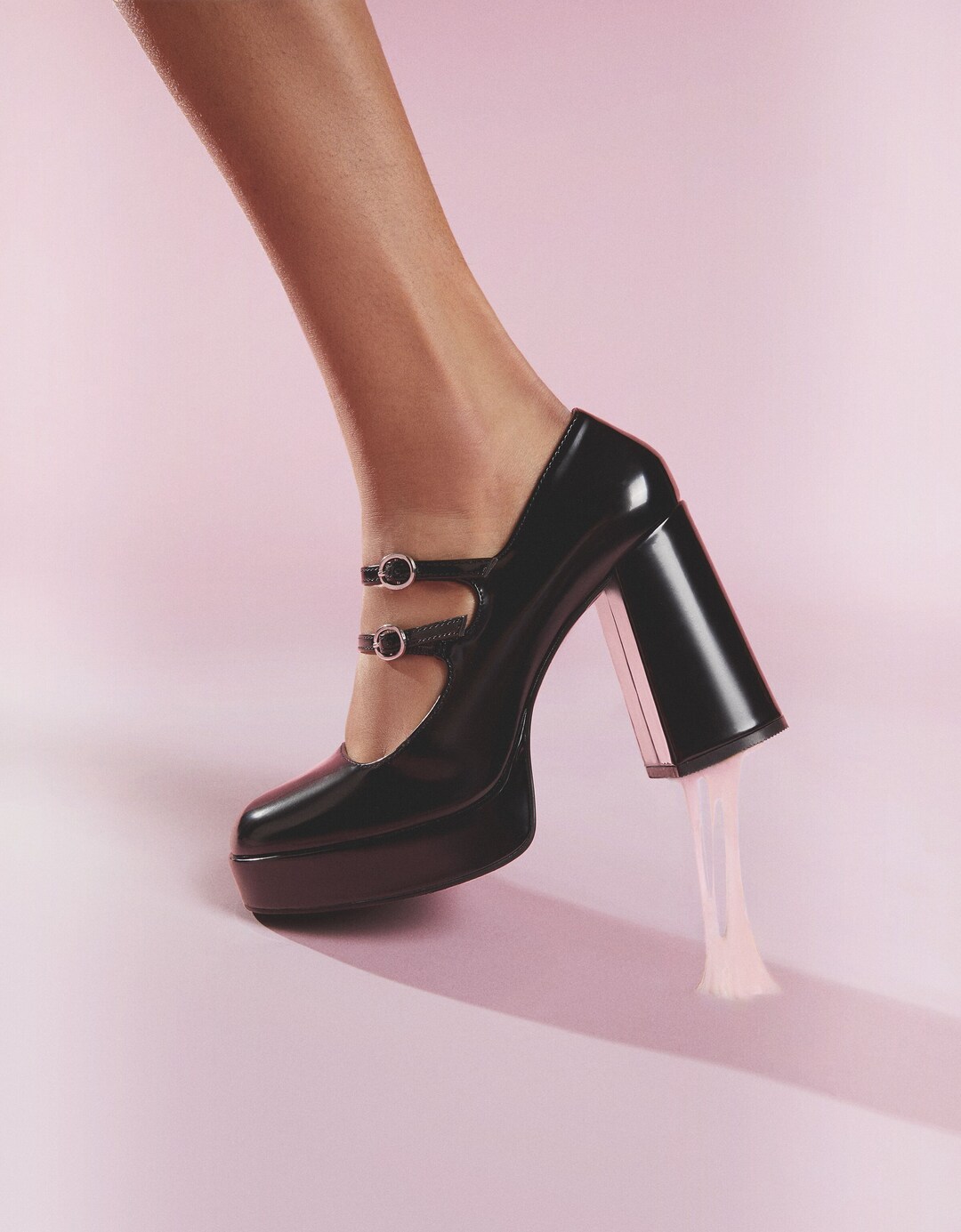 High-heel platform shoes with ankle strap