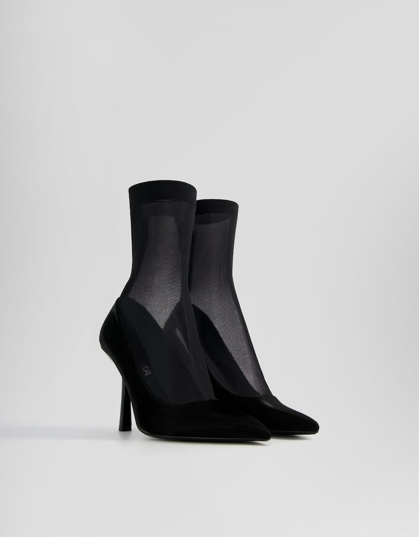 Sock-style high-heel shoes-BLACK-0