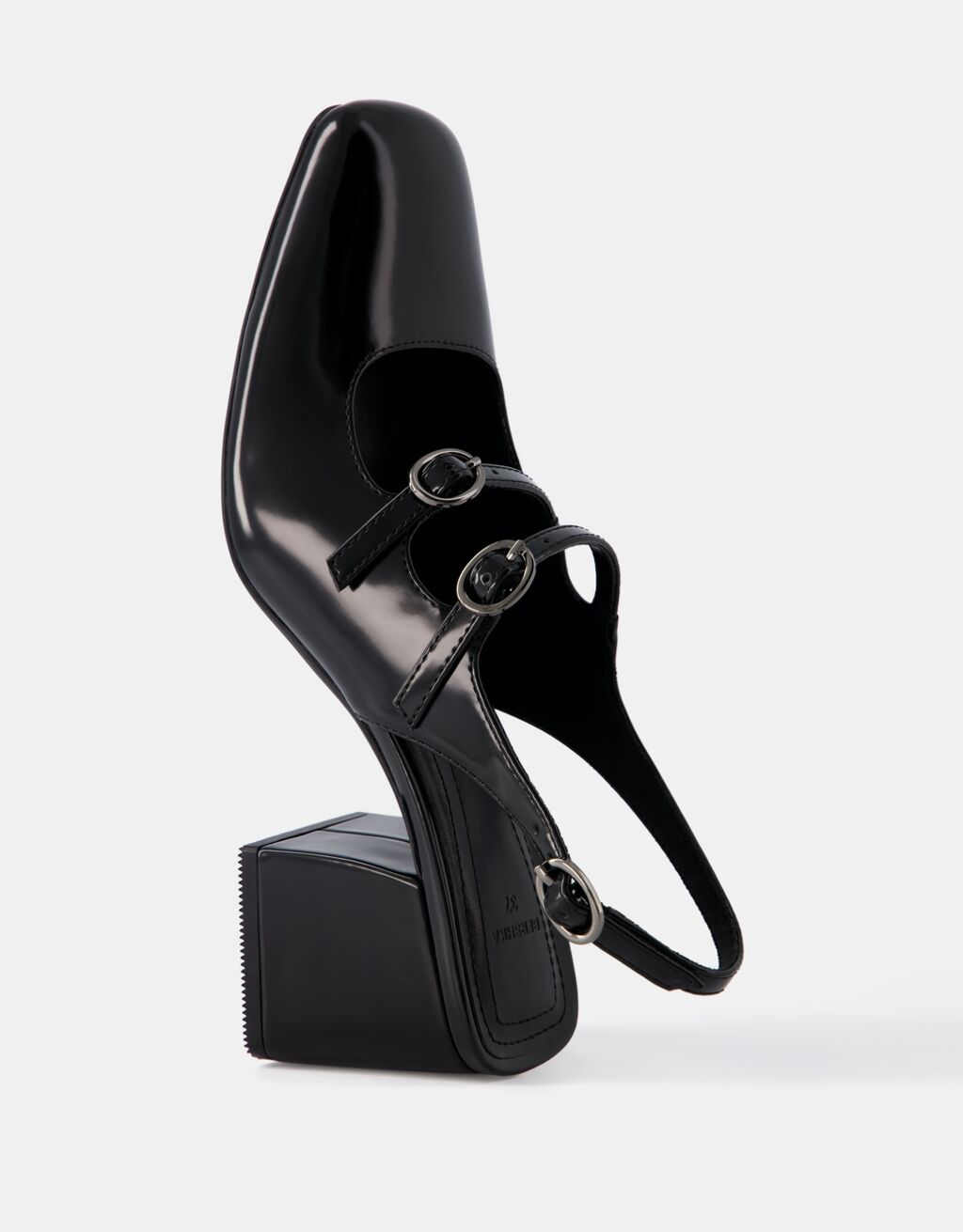 حذاء باليرينا بكعبية مفتوحة وكعب عريض-أسود-2