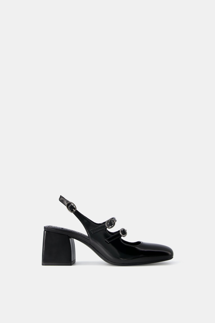 Mary Jane slingback block heel shoes
