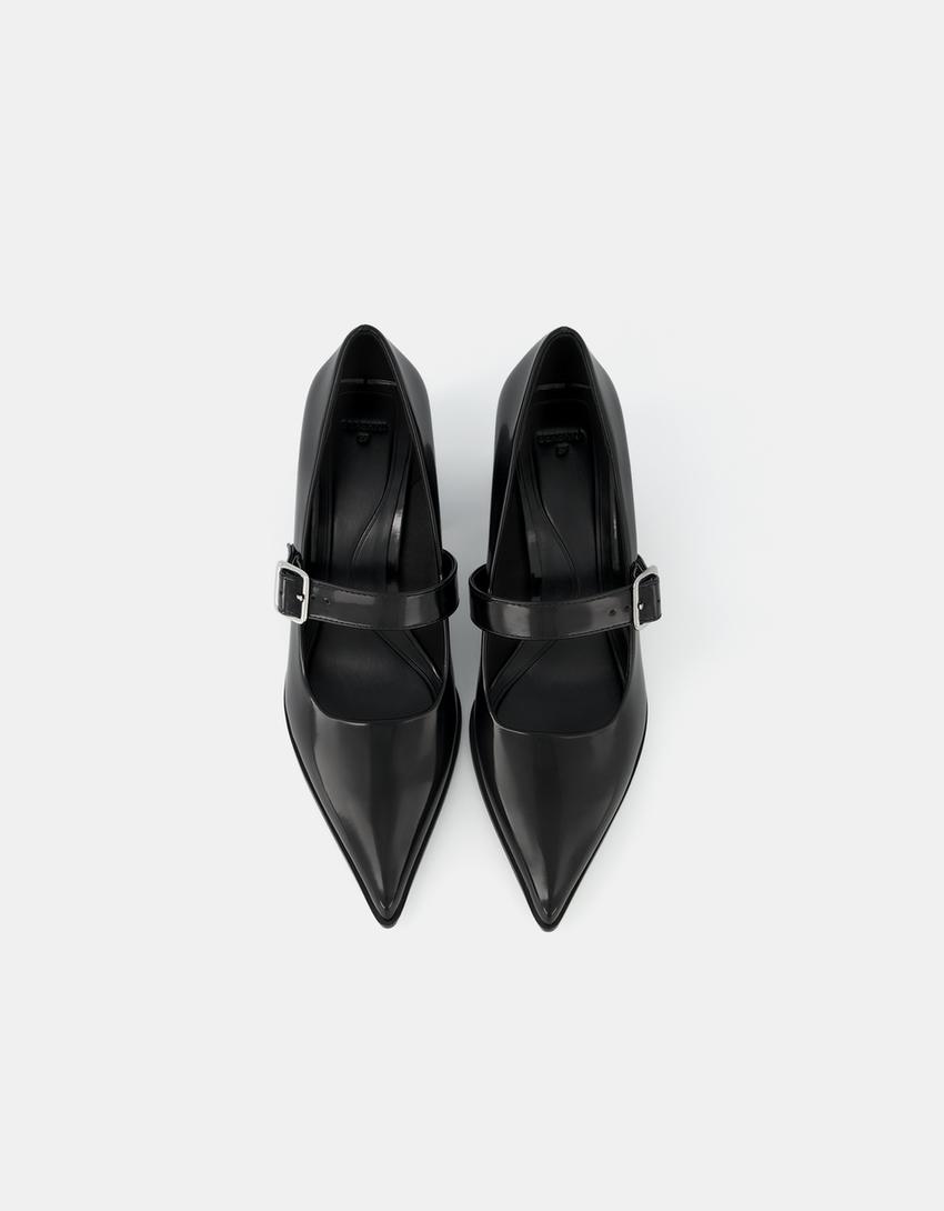 حذاء ماري جين بكعب عريض ومقدمة مدببة-أسود-5