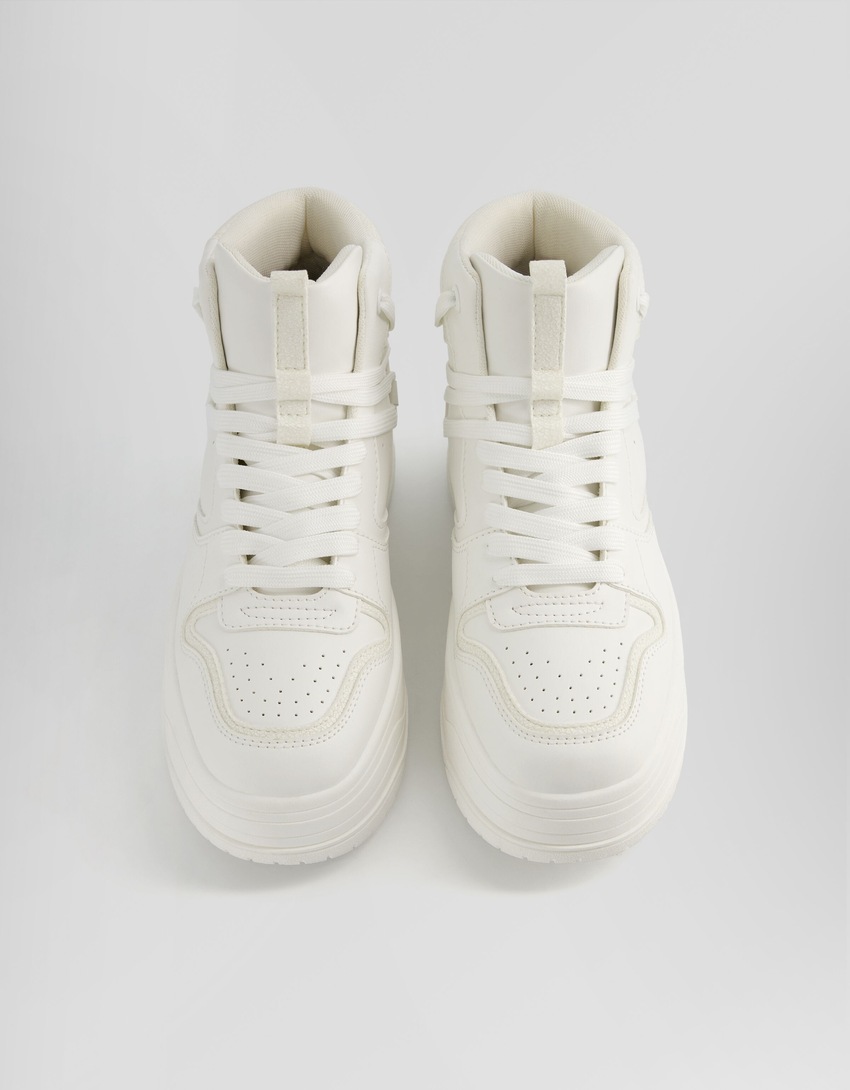 Sneakers montantes à lacets-Blanc-3