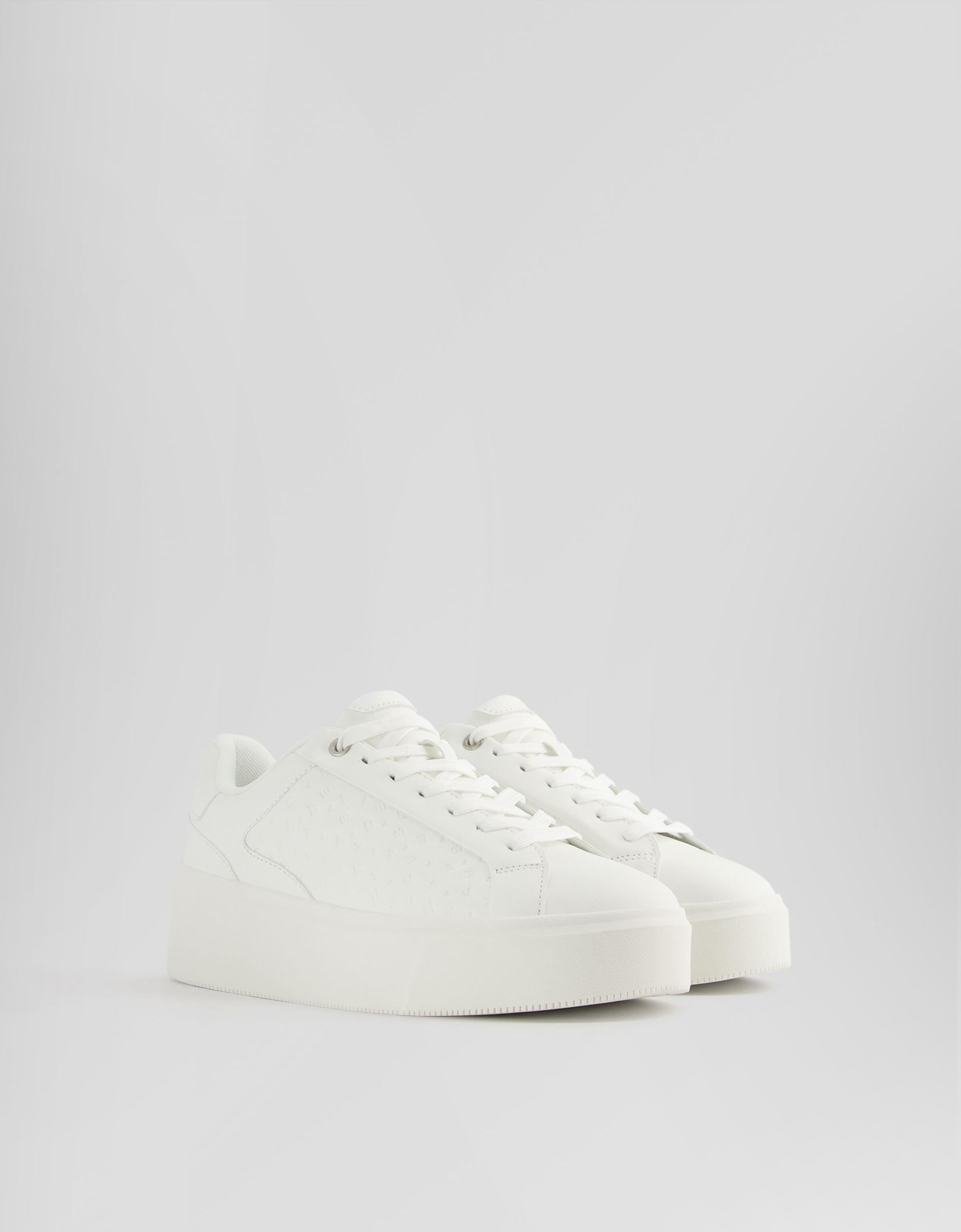 Tenis Blancos Zapatos Bershka Mujer 2021 Zapatillas Retro Bershka