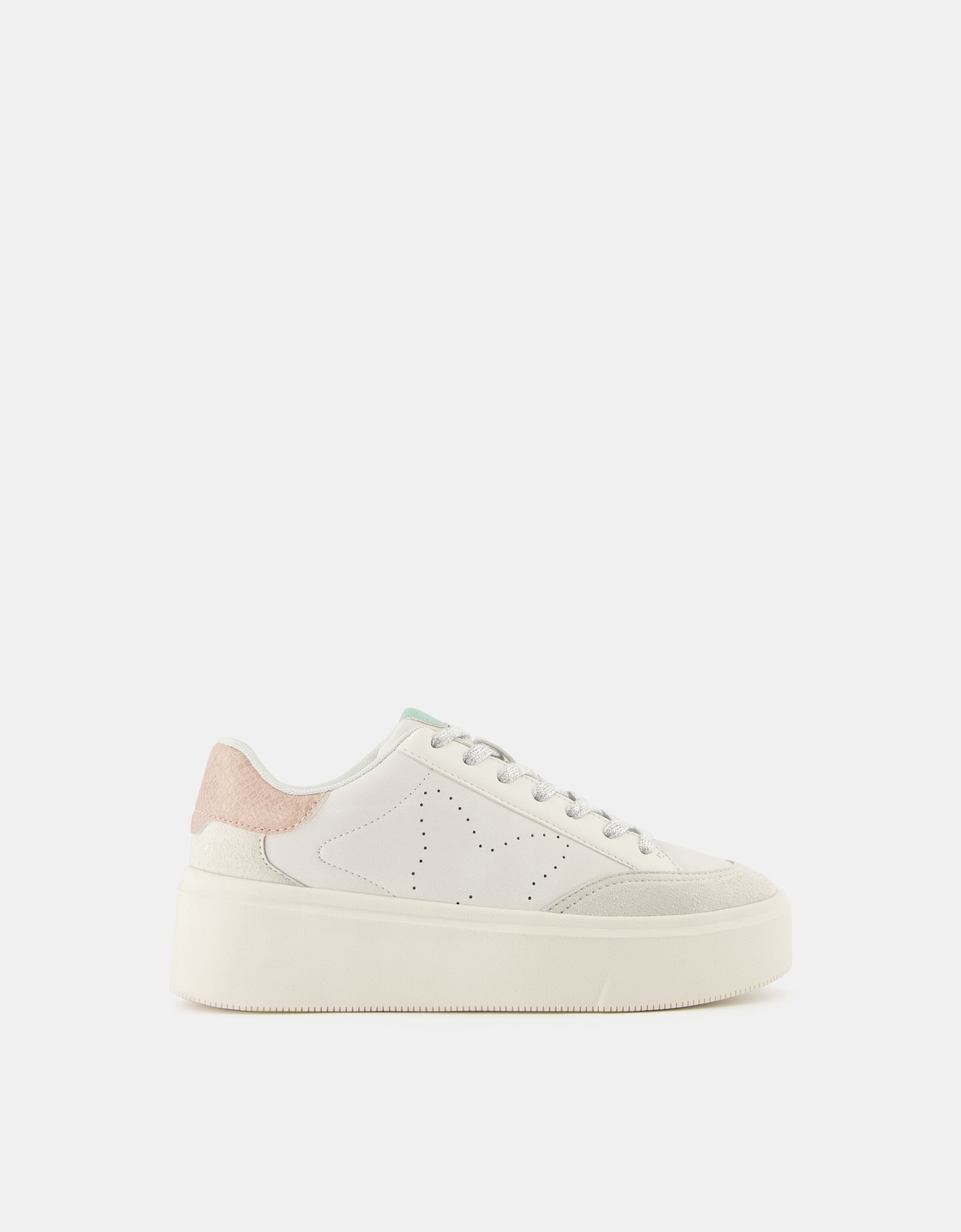 Bershka white online platform sneakers
