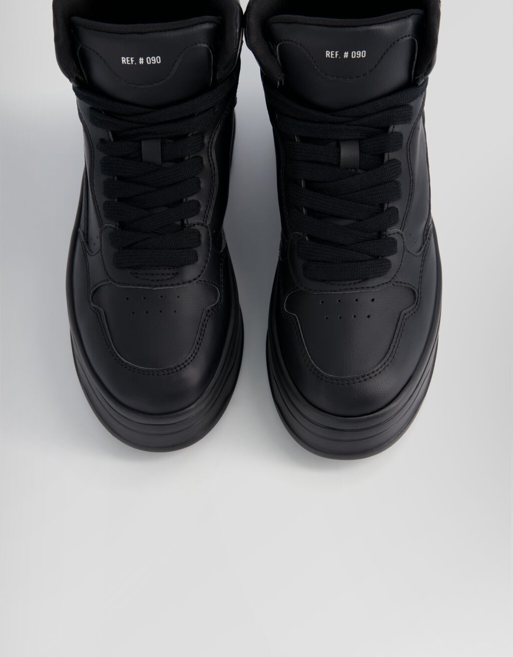 Sapatilhas plataforma única cor-Preto-2