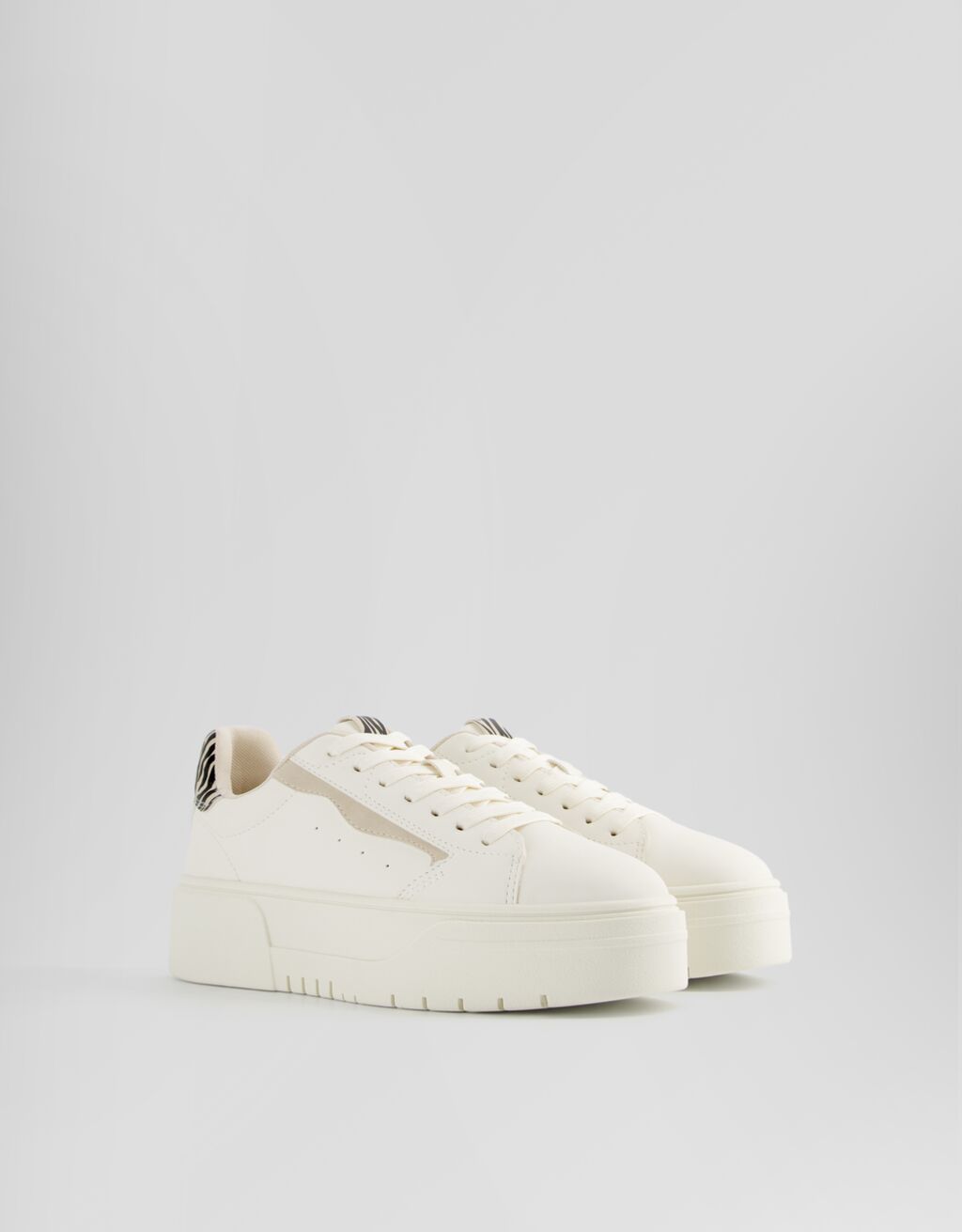 Baskets plateforme détails imprimé animal-Blanc-0