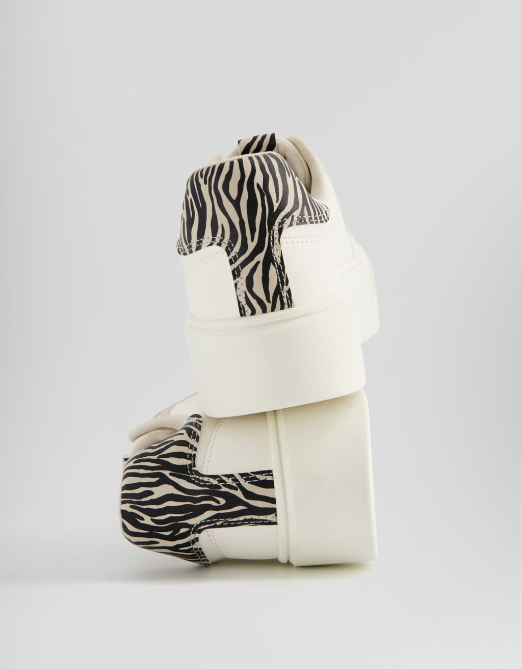 Baskets plateforme détails imprimé animal-Blanc-2