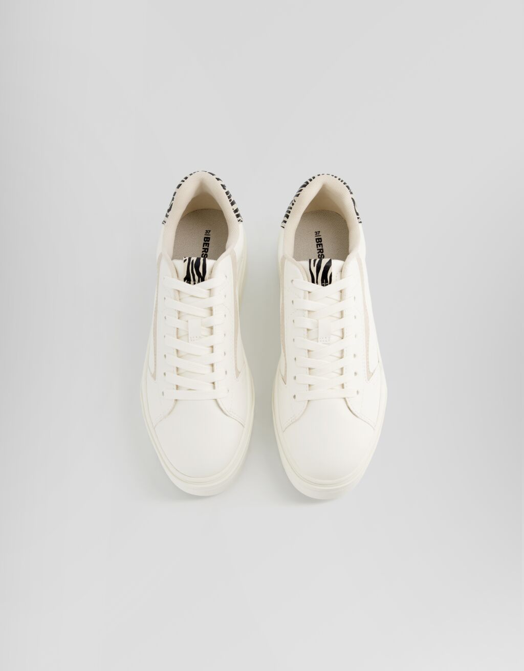 Baskets plateforme détails imprimé animal-Blanc-4