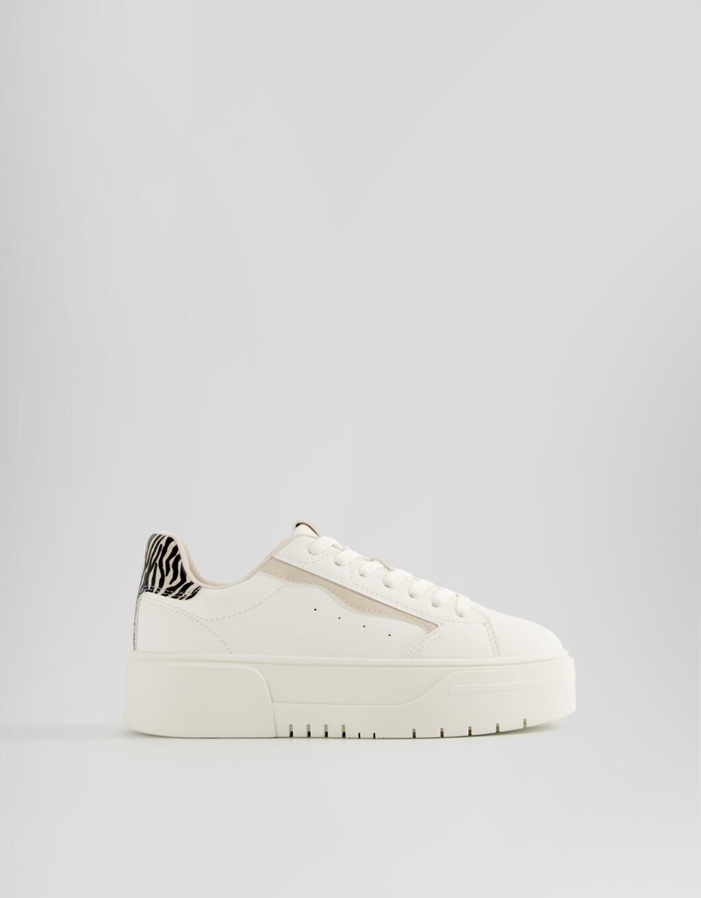 Baskets plateforme détails imprimé animal-Blanc-5