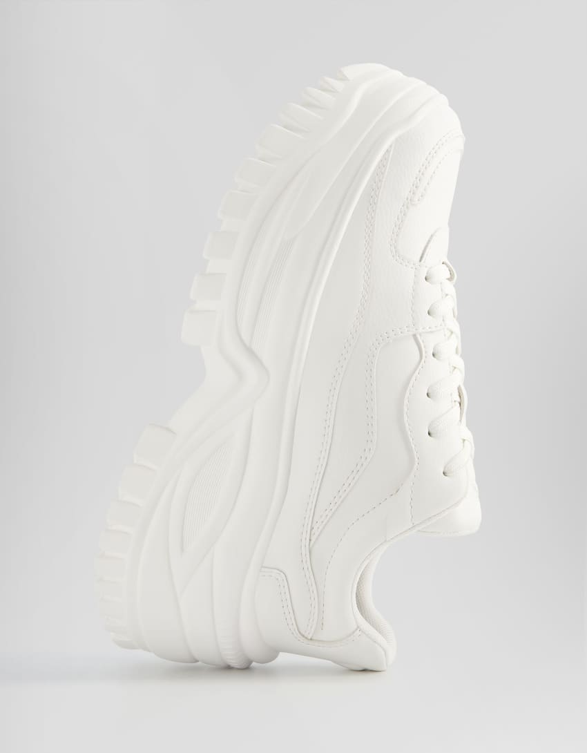Multi-piece chunky sole trainers-WHITE-1